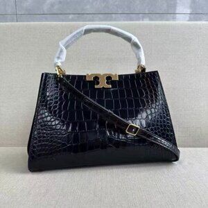 TORY BURCH ELEANOR CROC-EMBOSSED SATCHEL